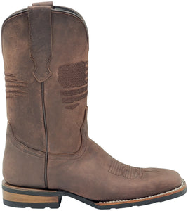 Silverton Patriot All Leather Wide Square Toe Boots (Brown)