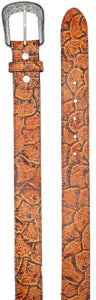 Silverton Pirarucu Fish Print Leather Belt (Honey)