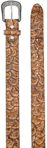 Silverton Pirarucu Fish Print Leather Belt (Tan)