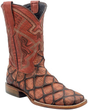 Load image into Gallery viewer, Silverton Pirarucu Print Leather Wide Square Toe Boots (Shedron)
