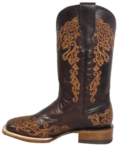 Silverton Diana All Leather Wide Square Toe Boots (Chocolate)