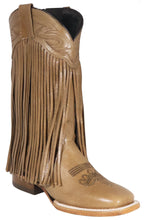 Cargar imagen en el visor de la galería, Silverton Chloe Fringe All Leather Wide Square Toe Boots (Beige)

