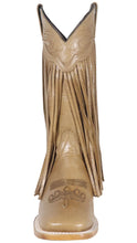 Cargar imagen en el visor de la galería, Silverton Chloe Fringe All Leather Wide Square Toe Boots (Beige)

