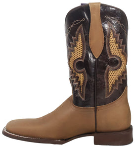 Silverton Phoenix Genuine Leather Wide Square Toe Boots (Tobacco)