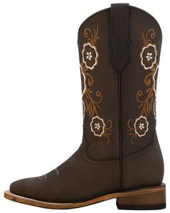 Silverton Linda All Leather Wide Square Toe Boots (Brown)