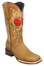 Load image into Gallery viewer, Silverton Rose All Leather Wide Square Toe Boots (Honey)
