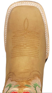 Silverton Rose All Leather Wide Square Toe Boots (Honey)