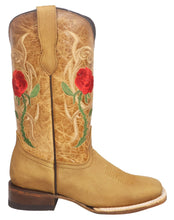 Load image into Gallery viewer, Silverton Rose All Leather Wide Square Toe Boots (Honey)
