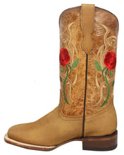 Load image into Gallery viewer, Silverton Rose All Leather Wide Square Toe Boots (Honey)
