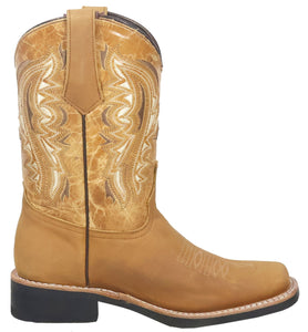Silverton Stockton All Leather Square Toe Boots (Honey)