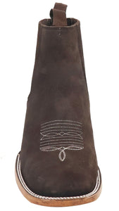 Silverton Tony Buck All Leather Wide Square Toe Short Boots (Brown)
