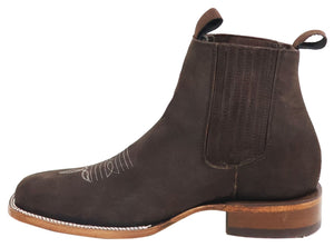 Silverton Tony Buck All Leather Wide Square Toe Short Boots (Brown)