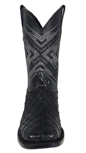 Silverton Tucxon All Leather Wide Square Toe Boots (Black/Black)