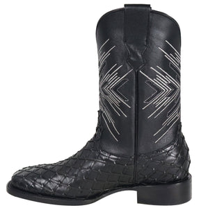 Silverton Tucxon All Leather Wide Square Toe Boots (Black/Black)