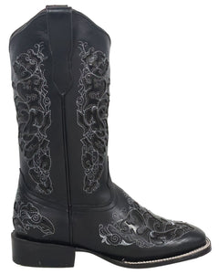 Silverton Grace All Leather Wide Square Toe Boots (Black)