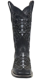 Silverton Grace All Leather Wide Square Toe Boots (Black)