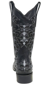 Silverton Grace All Leather Wide Square Toe Boots (Black)