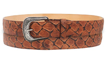 Load image into Gallery viewer, Silverton Pirarucu Mate Print All Leather Western Belt (Shedron)
