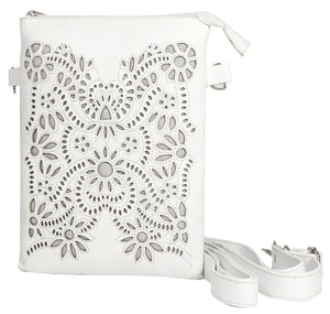 Silverton Celina All Leather Western Crossbody Bag (White)