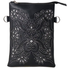 Cargar imagen en el visor de la galería, Silverton Celina All Leather Western Crossbody Bag (Black)
