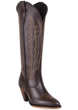 Cargar imagen en el visor de la galería, Silverton Destiny All Leather Snip Toe Knee High Boots (Brown)
