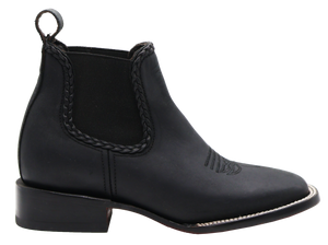 Silverton Ellie All Leather Wide Square Toe Short Boots (Black)
