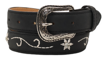 Load image into Gallery viewer, Silverton Kids Flower Dia All Leather Western Belt (Black)
