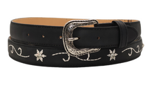 Load image into Gallery viewer, Silverton Kids Flower Dia All Leather Western Belt (Black)
