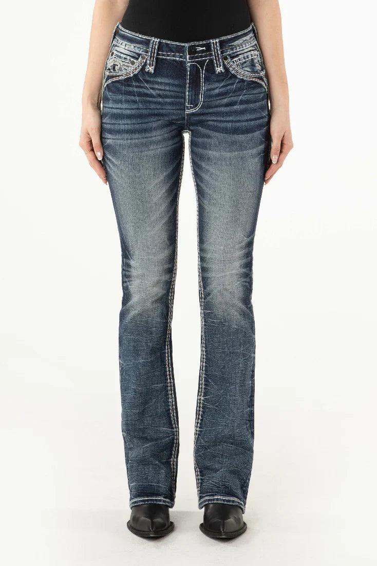 Rock Revival Women's Willow B202 Boot Cut Jeans (Dark Blue) RP3142B202-25
