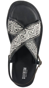 Silverton Hermes All Leather Cross Strap Sandals (Black)