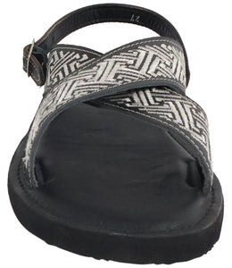 Silverton Hermes All Leather Cross Strap Sandals (Black)