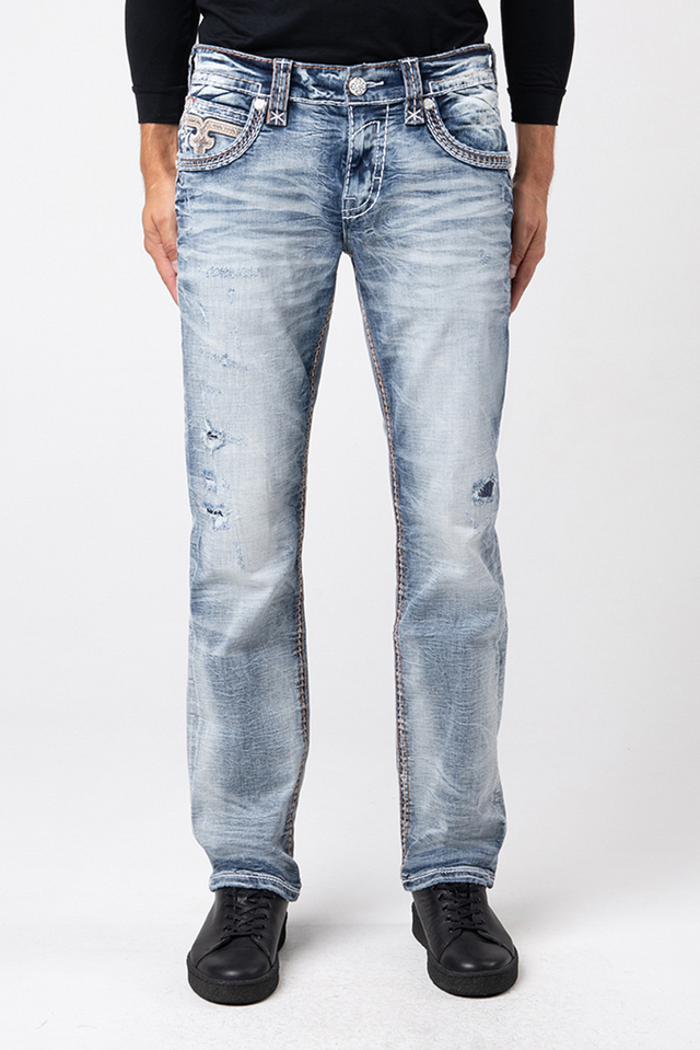 Rock Revival Men's Jean Fsh Stitched Straight Cut Jean