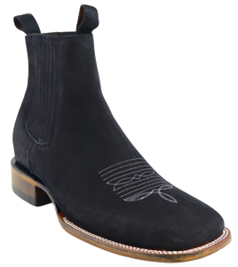 Silverton Tony Buck All Leather Wide Square Toe Short Boots (Black)