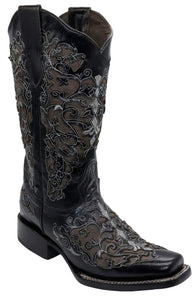Silverton Grace All Leather Wide Square Toe Boots (Black)