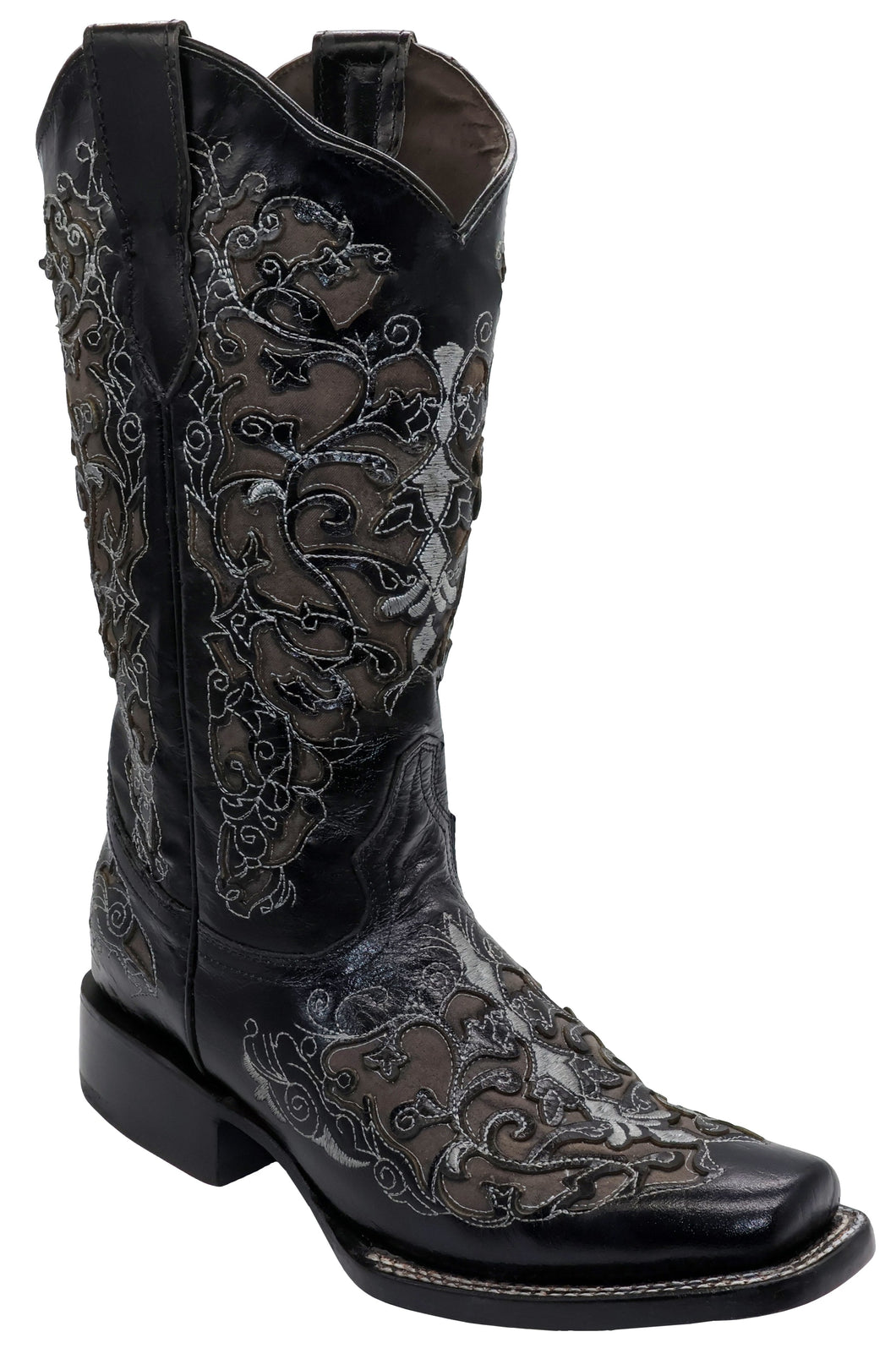 Silverton Grace All Leather Wide Square Toe Boots (Black)