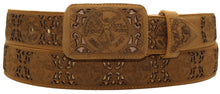 Cargar imagen en el visor de la galería, Silverton Laser Cut Centenario All Leather Belt (Honey)
