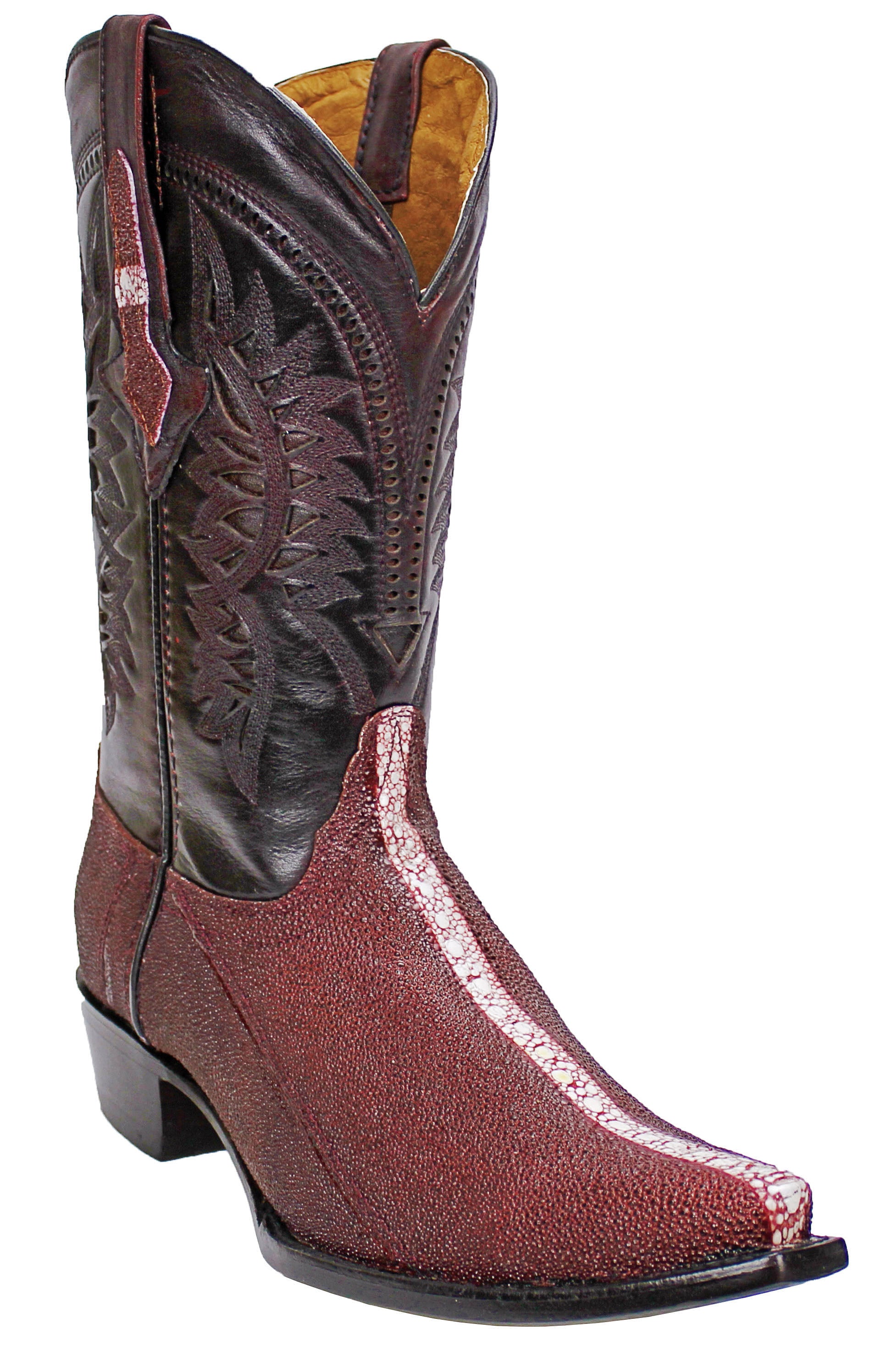 Admirable® Mantaray Print Leather Snip-Toe Boots (Wine 