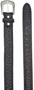 Silverton Ostrich Print All Leather Western Belt (Black)