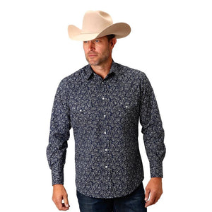Roper Floral Snap Button Mens Shirt 01-001-0019-3055 BU