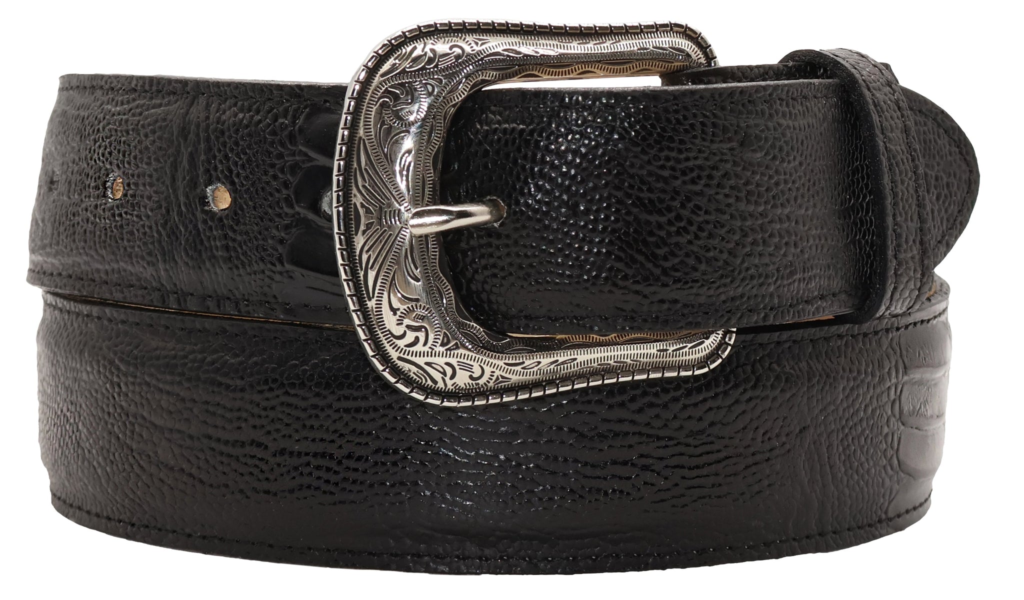 Silverton Ostrich Leg Print All Leather Western Belt (Black) 42 Silverton Ostrich Leg Print All Leather Western Belt (Black) 42