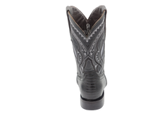 Cargar imagen en el visor de la galería, Silverton Ostrich Leg Print Leather Wide Square Toe Boots (Black)
