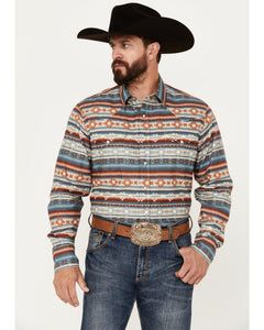 ROPER Men's West Made Southwestern Striped Print Long Sleeve Snap Western Shirt