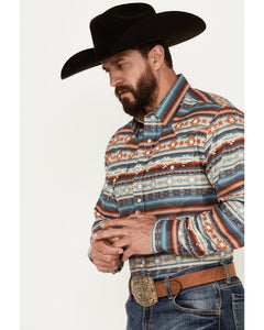 ROPER Men's West Made Southwestern Striped Print Long Sleeve Snap Western Shirt