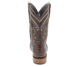 Load image into Gallery viewer, Silverton Ostrich Leg Print Leather Wide Square Toe Boots (Brown)
