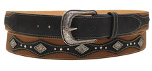 Cargar imagen en el visor de la galería, Silverton Concho D5  All Leather Studded Belt (Black/Tobacco)
