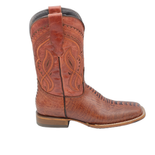 Load image into Gallery viewer, Silverton Ostrich Leg Print Leather Wide Square Toe Boots (Shedron)
