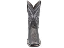 Cargar imagen en el visor de la galería, Silverton Ostrich Leg Print Leather Wide Square Toe Boots (Black)
