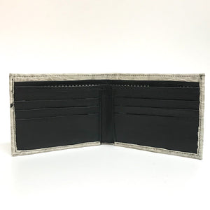 Admirable Crocodile Print Leather Bi-Fold Wallet (Bone)