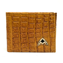 Cargar imagen en el visor de la galería, Admirable Crocodile Print Leather Bi-Fold Wallet (Buttercup)
