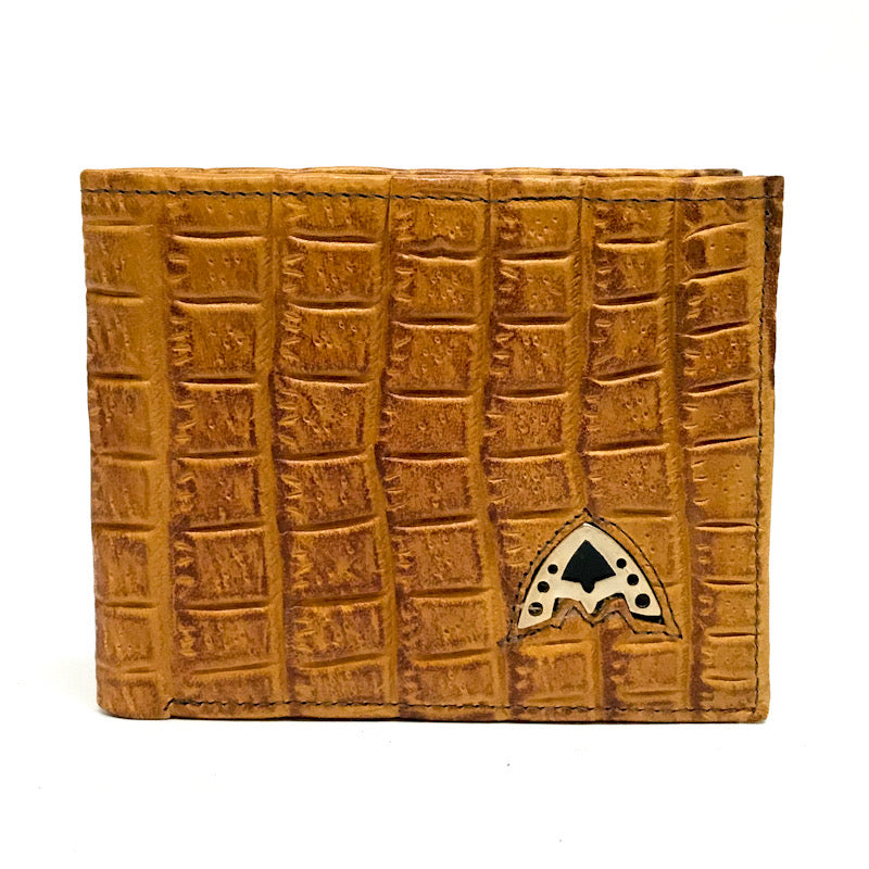 Admirable Crocodile Print Leather Bi-Fold Wallet (Buttercup)